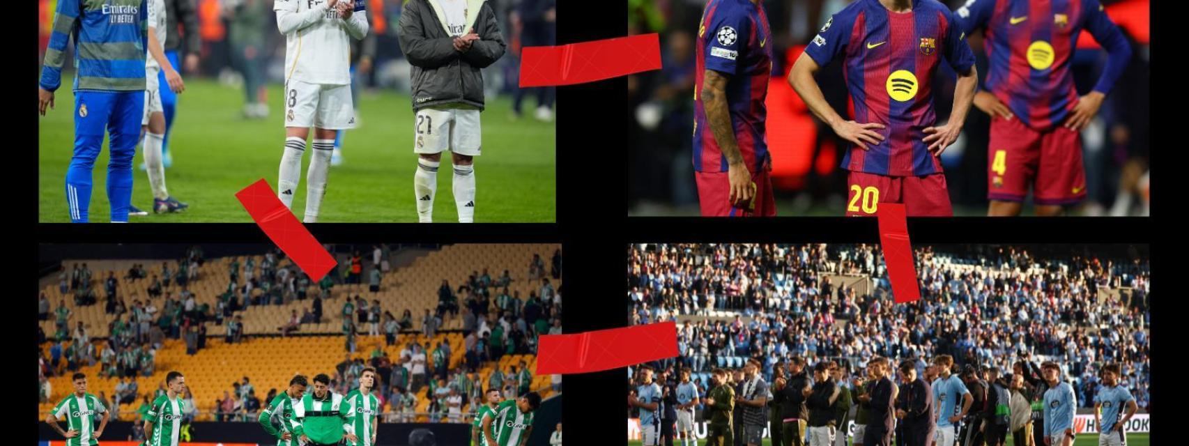 Montaje de los cuatro equipos españoles eliminados.
