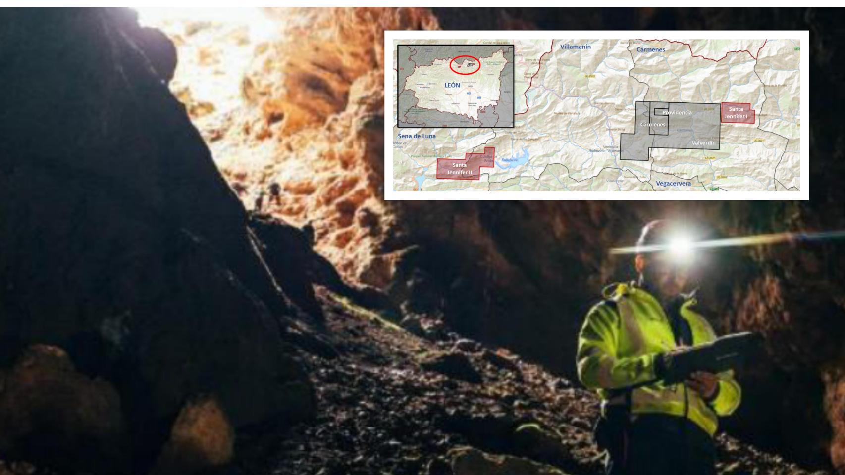La mina de los Carmenes con un mapa de la zona