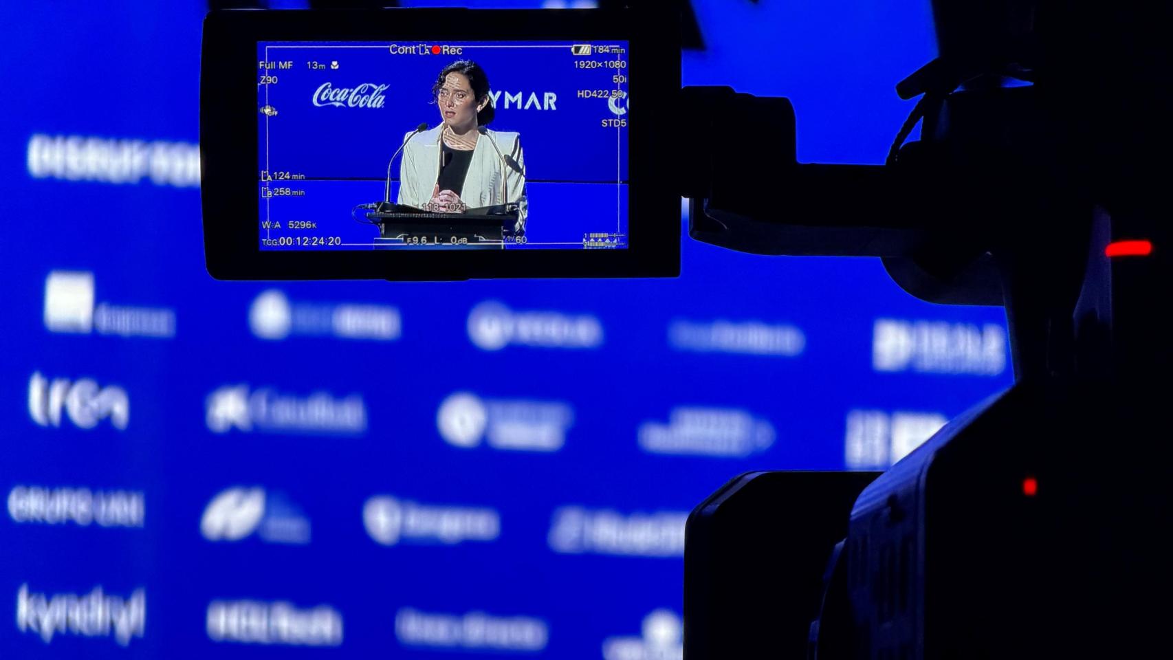 La presidenta de la Comunidad de Madrid, Isabel Díaz Ayuso, durante su intervención.