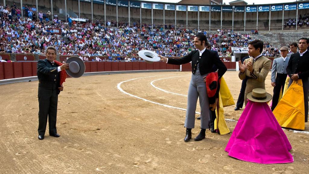 Andrés Vázquez durante el festejo taurino por su 80 cumpleaños en la Plaza de Toros de Zamora.