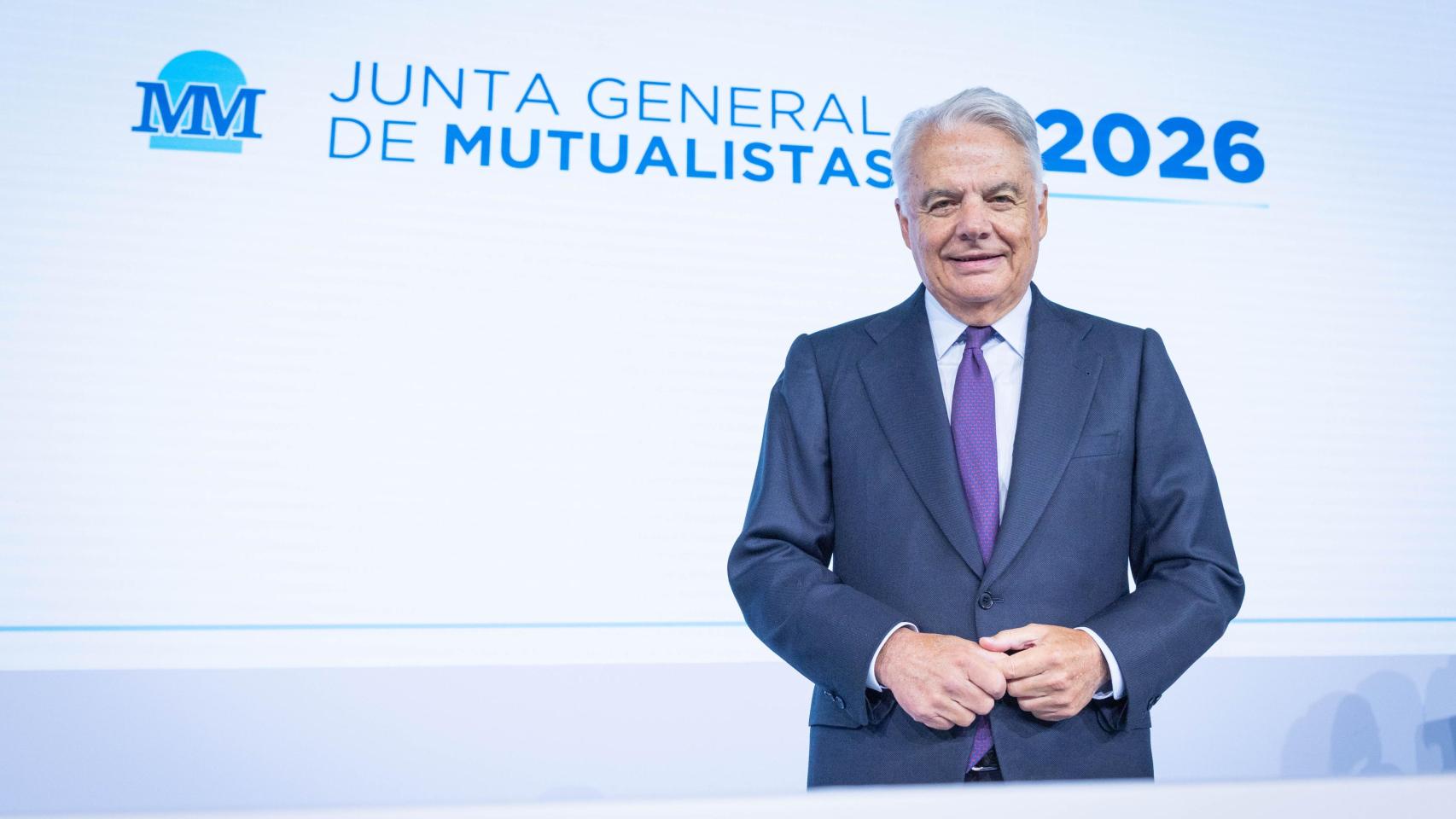 El presidente del grupo Mutua, Ignacio Garralda, durante la junta general de mutualistas 2026.