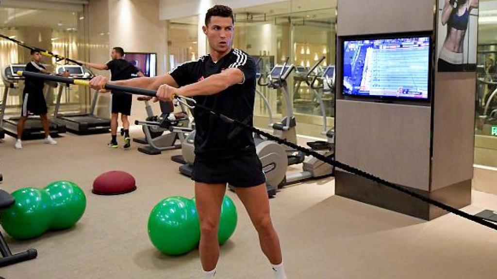 Cristiano Ronaldo en uno de sus gimnasios.