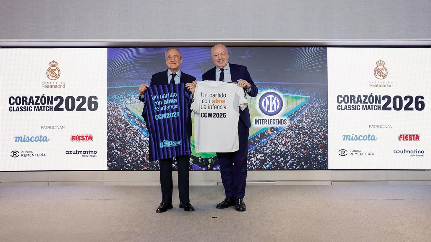 Florentino Pérez, presidente del Real Madrid, y Giuseppe Marotta, CEO del Inter de Milán.
