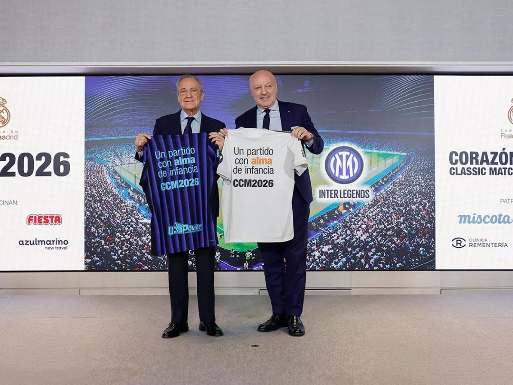 Florentino Pérez, presidente del Real Madrid, y Giuseppe Marotta, CEO del Inter de Milán.