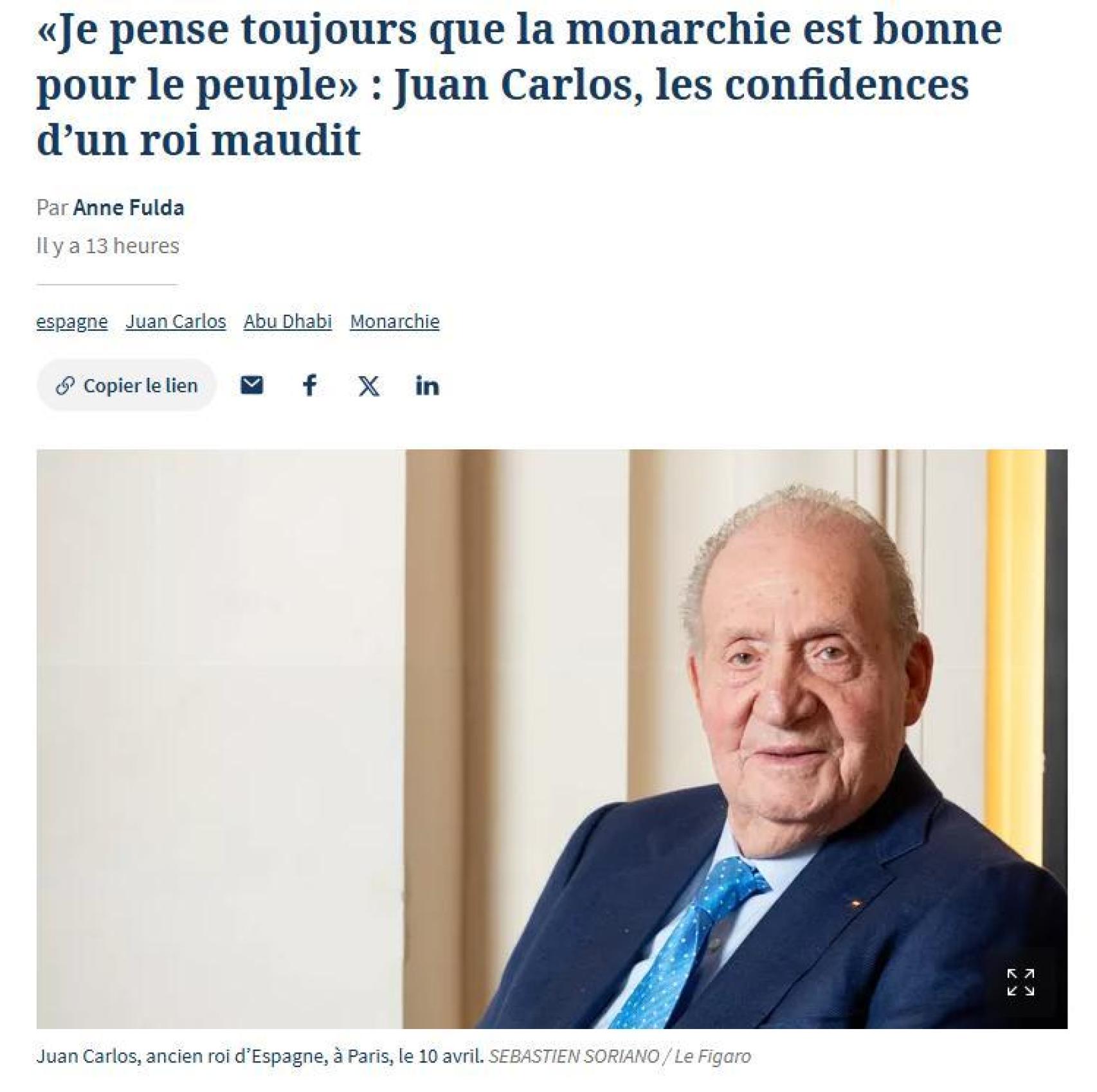 La entrevista publicada este sábado por el diario francés 'Le Figaro'.