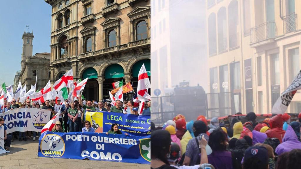 Acto de los Patriotas por Europa choca con una movilización antifascista en las calles de Milán.