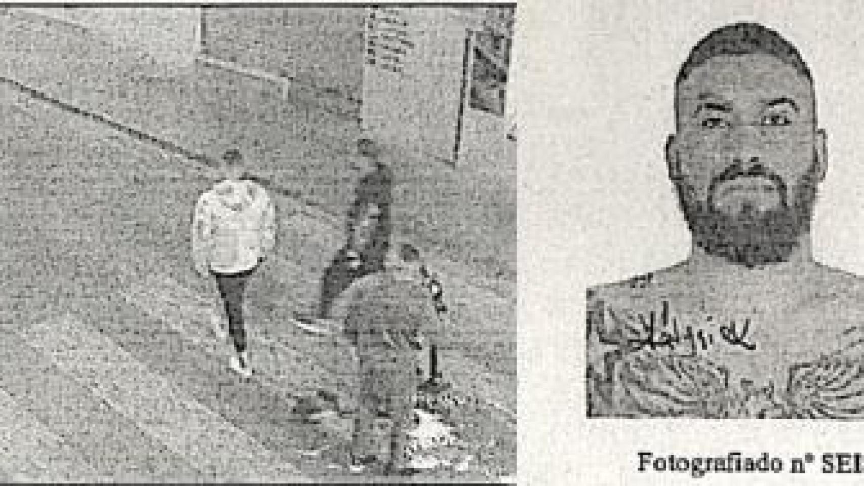 David, encarcelado por el homicidio de Antonio, junto a un fotograma con los otros investigados, Raúl y Juan José.