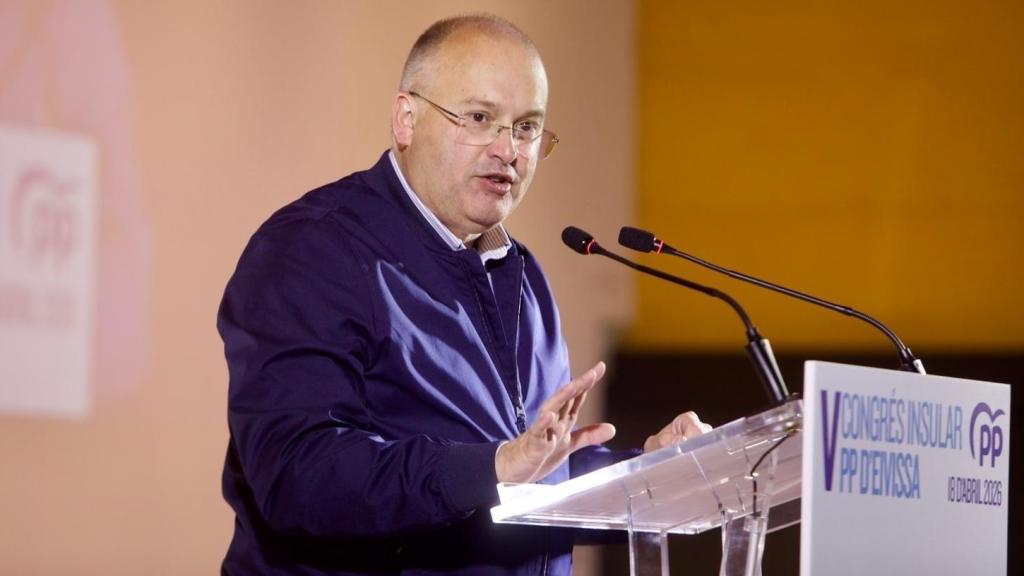 El secretario general del PP, Miguel Tellado, este sábado durante el congreso del PP en Ibiza.
