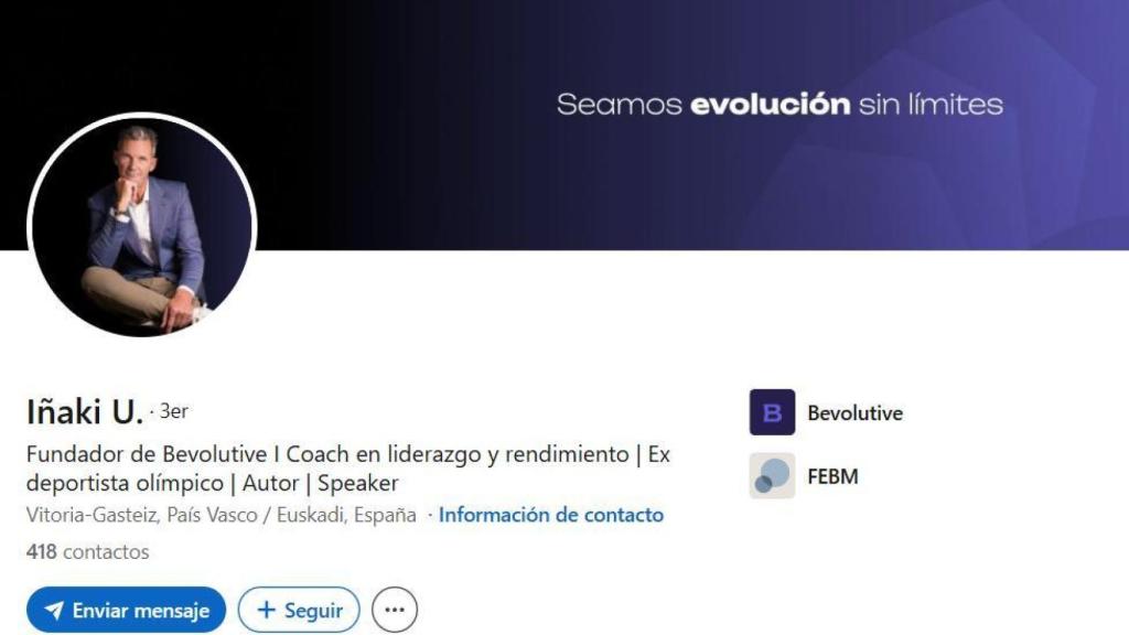 En su perfil de LinkedIN aparece Iñaki Urdangarin como fundador de Bevolutive.