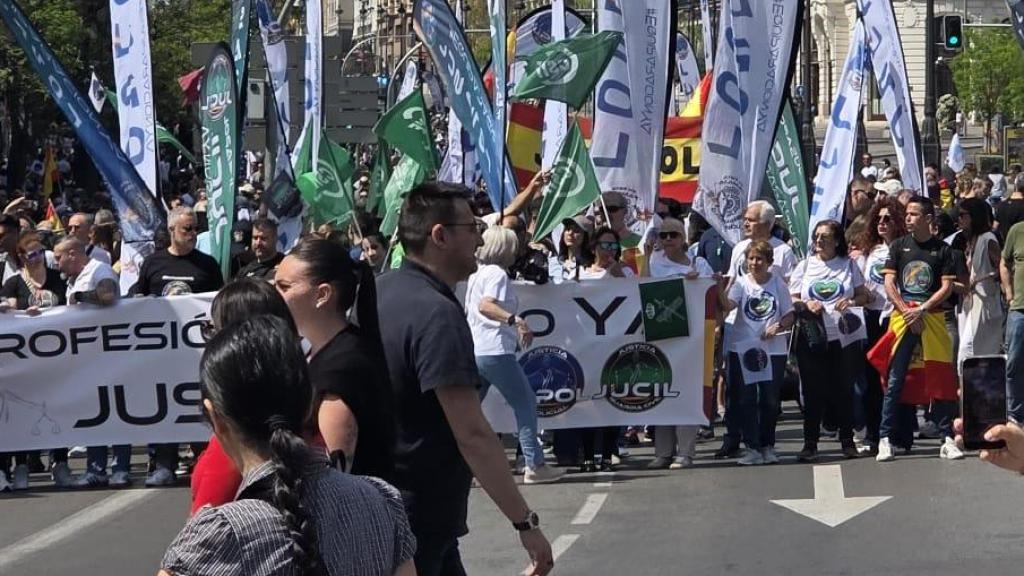La protesta de los agentes, este sábado, en Madrid.