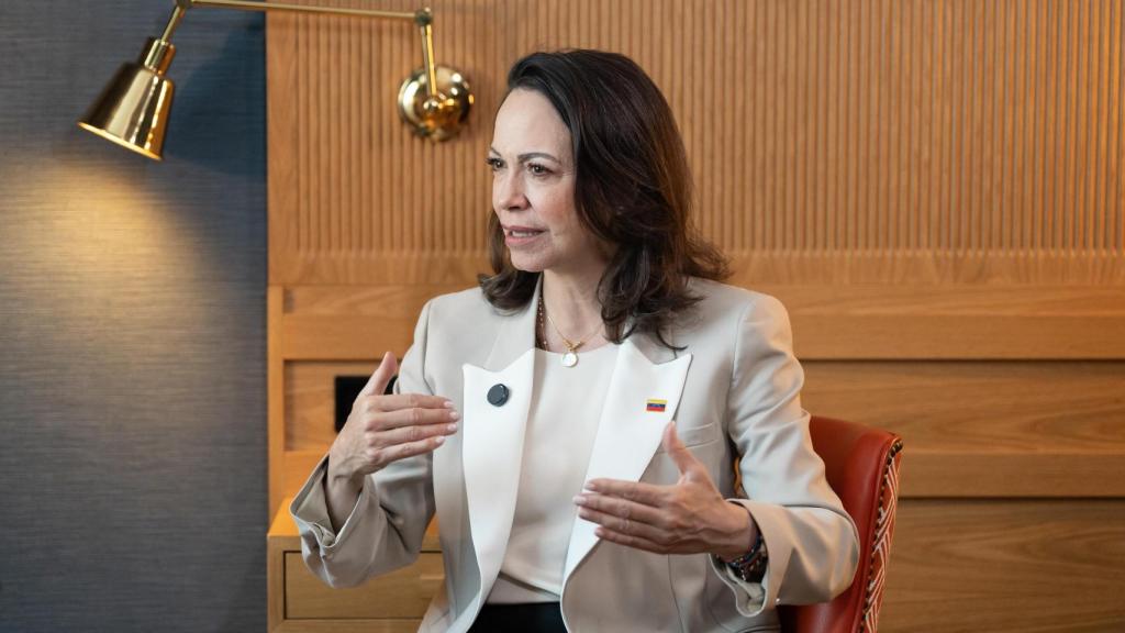 María Corina Machado, premio Nobel de la Paz, durante su entrevista con el diario EL ESPAÑOL, este domingo en Madrid.