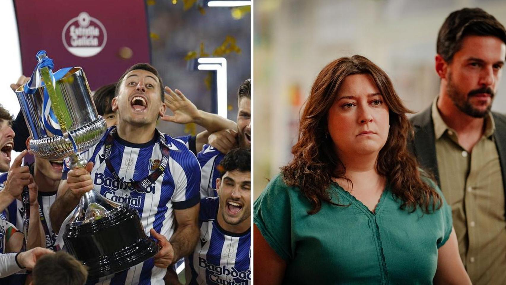 Mikel Oyarzábal, Mariona Terés y Alejo Sauras, en un fotomontaje de BLUPER.