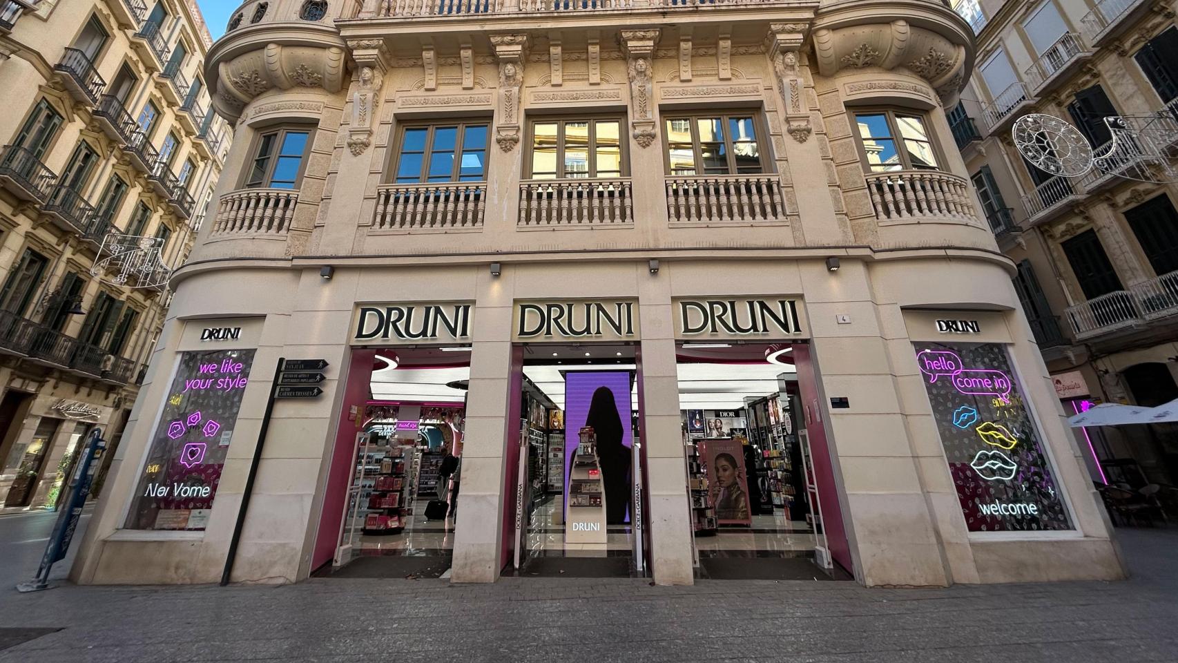 Imagen del local comercial de Druni en el Centro de Málaga.