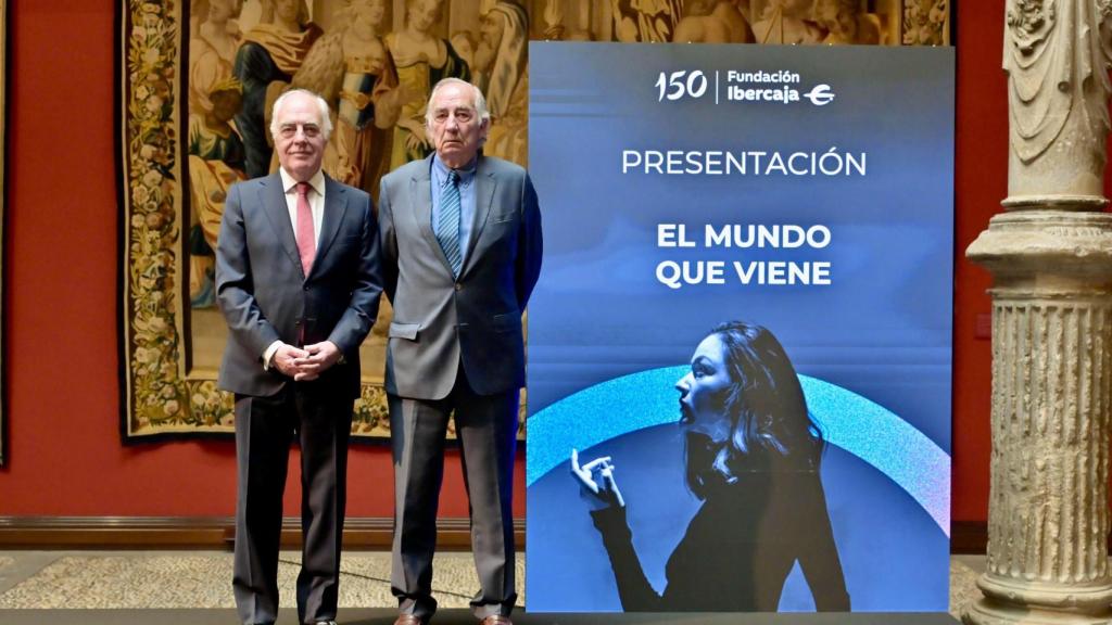 El director general de Fundación Ibercaja, José Luis Rodrigo Escrig, y el presidente de Fundación Ibercaja, Amado Franco en la presentación del congreso por sus 150 años