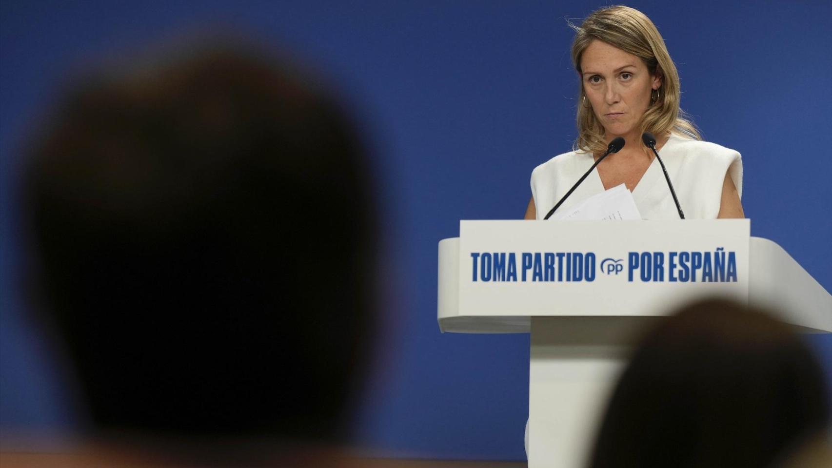 La vicesecretaria de Coordinación Sectorial del PP, Alma Ezcurra, durante una rueda de prensa en una fotografía de archivo.