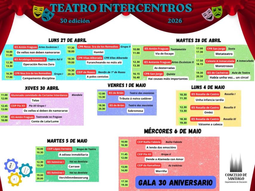 Programación del Teatro Intercentros en Santiago.