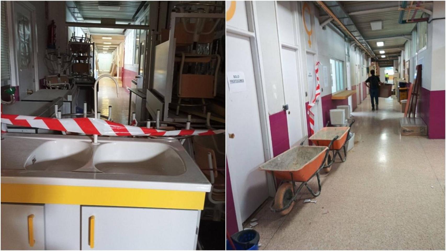 Las obras denunciadas por el sindicado en el instituto de Aluche.