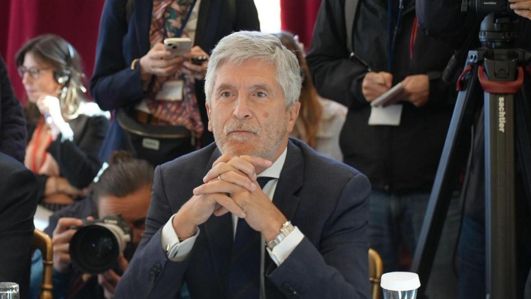 El ministro del Interior, Fernando Grande-Marlaska, este lunes en París, en la reunión de la Coalición de Países Europeos contra el Crimen Organizado.