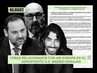 José Luis Ábalos, Koldo García y Javier Hidalgo, junto al documento.