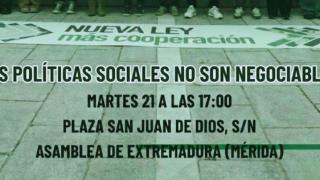 Cartel que anuncia la convocatoria de la manifestación este martes frente a la Asamblea de Extremadura.