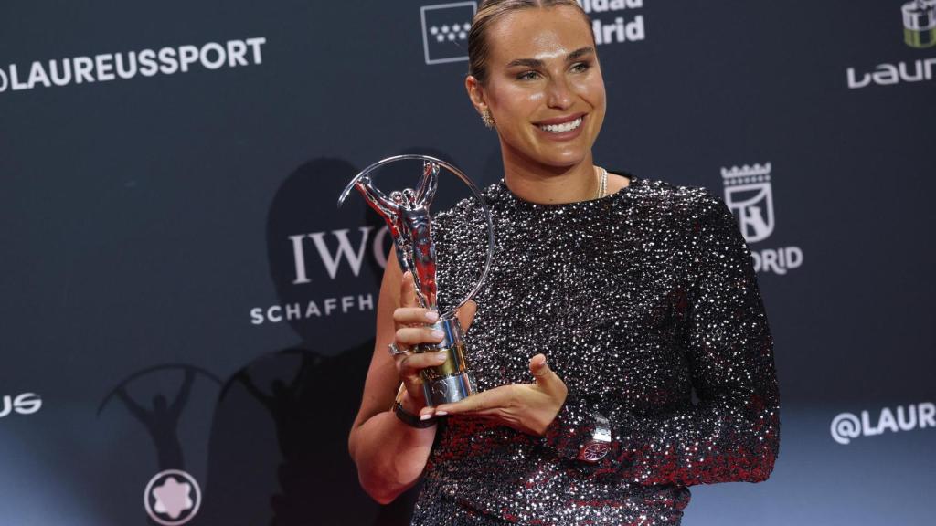 La tenista Aryna Sabalenka, con el Premio Laureus.