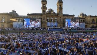 Miles de personas en la celebración de la Copa del Rey de la Real Sociedad.