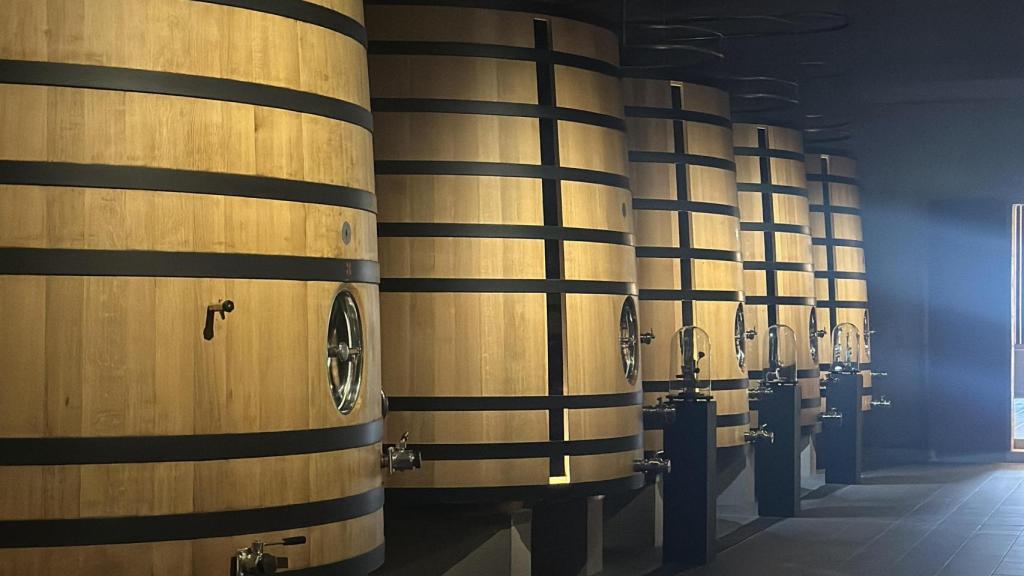 Las barricas bordelesas donde tiene lugar la fermentación del vino.