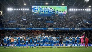 El Deportivo al finalizar el último encuentro en Riazor, en el que ganó 3-1 contra el Mirandés