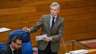 Alfonso Rueda, este martes en el Parlamento de Galicia.