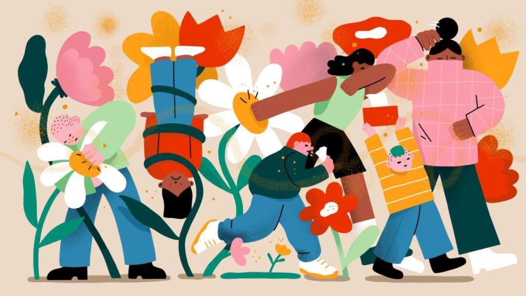 Ilustración del estilo 'Corporate Memphis'.
