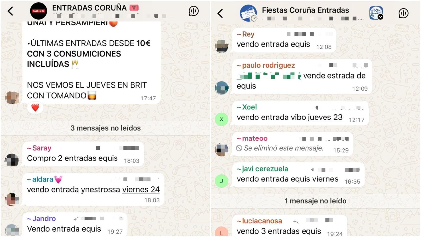 Imagen de dos grupos de entradas.