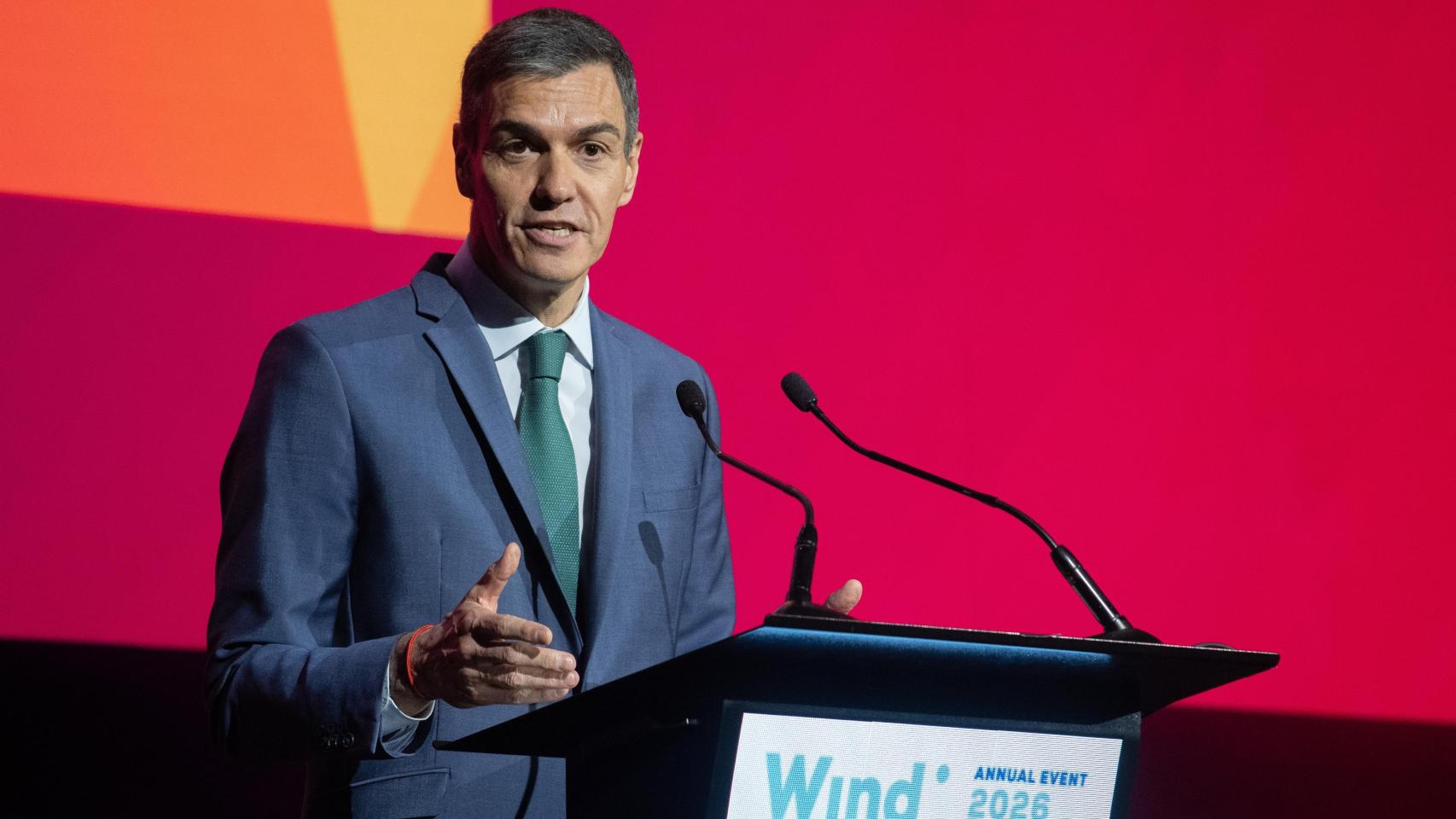 El presidente del Gobierno, Pedro Sánchez, durante la inauguración de WindEurope 2026, a 21 de abril de 2026, en Madrid (España).