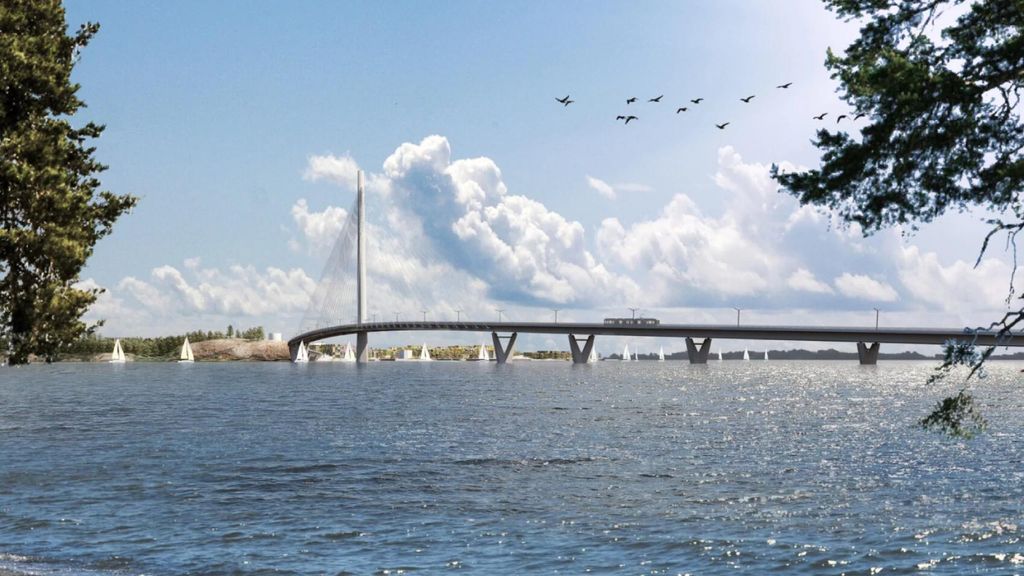 El puente Kruunuvuori da servicio a rutas peatonales, ciclistas y de tren ligero.