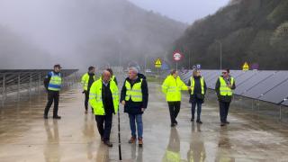 Visita del subdelegado del Gobierno, Abel Losada, del alcalde da Caniza, Luís Piña y del jefe de la Unidad de Carreteras, José Manuel Piris, al túnel de A Caniza.