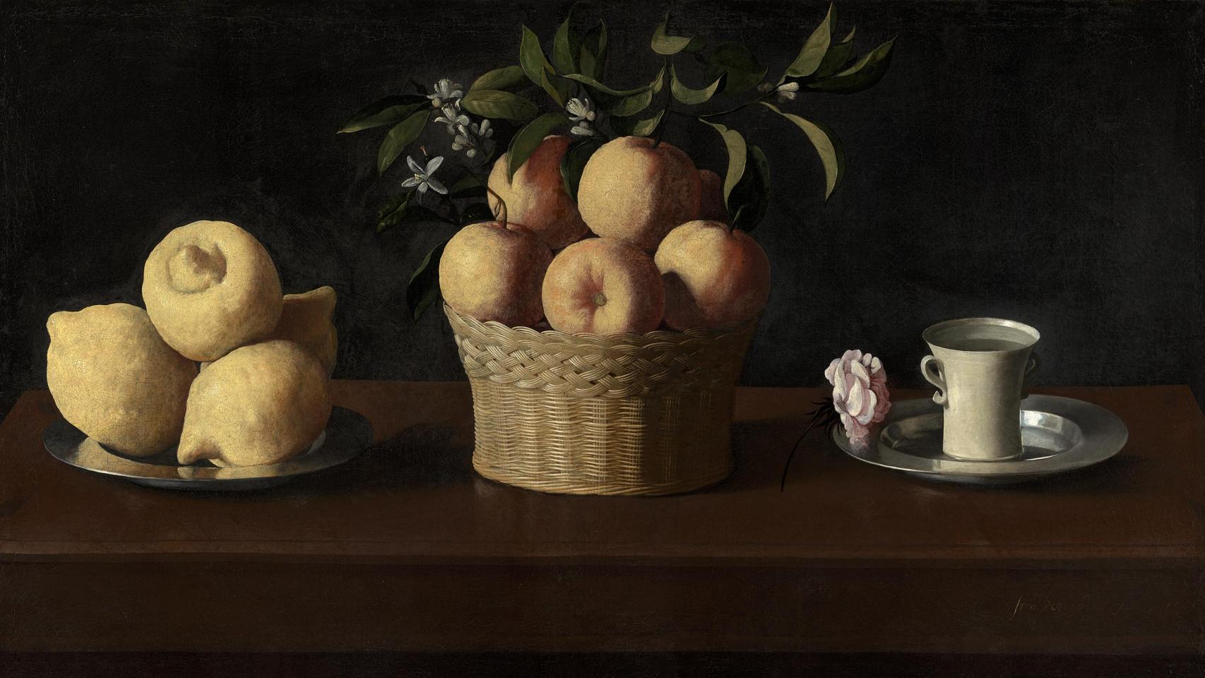 Francisco de Zurbarán: 'Naturaleza muerta con limones, naranjas y una rosa', 1633. Fundación Norton Simon