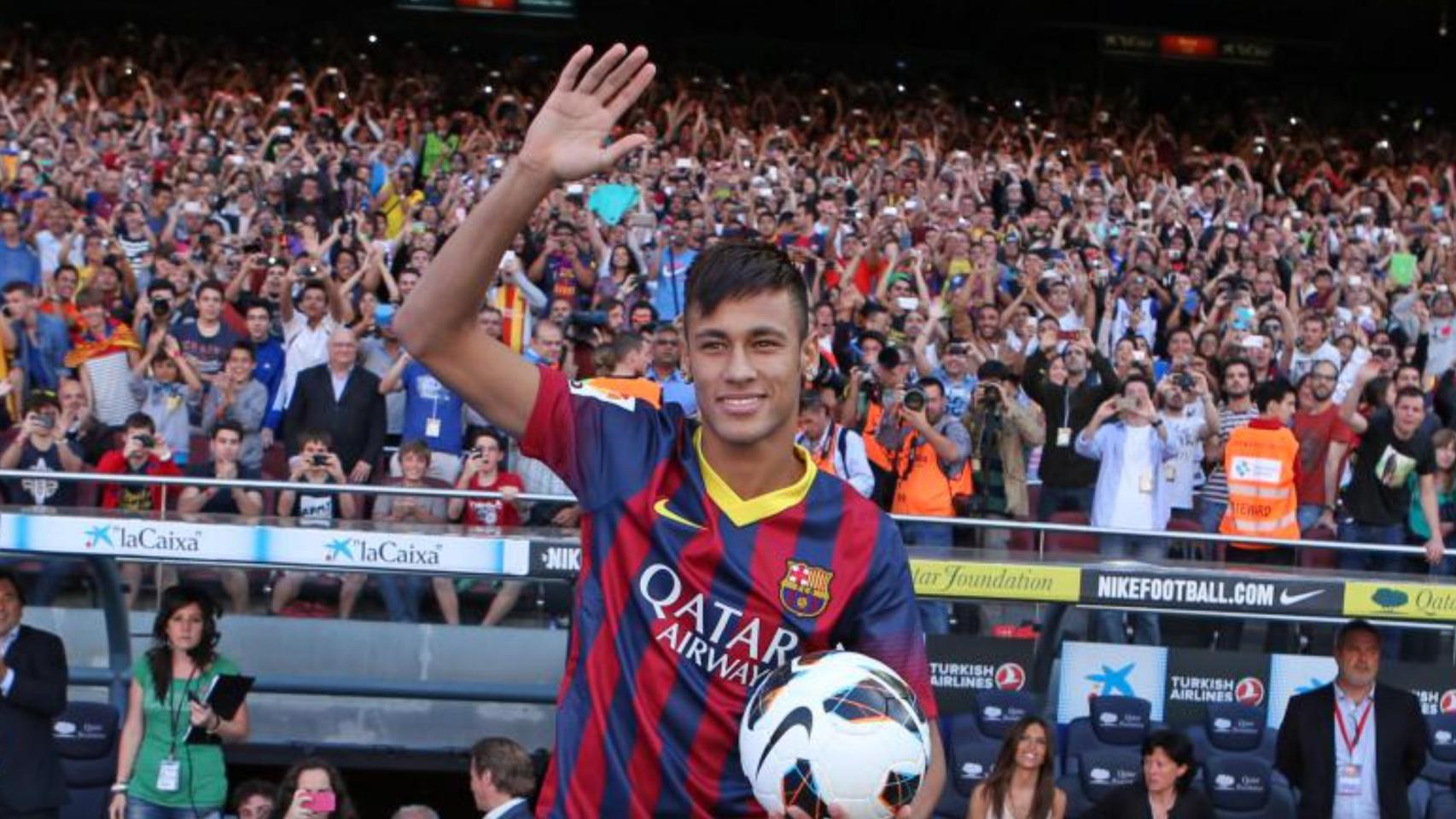 Neymar Jr, durante su presentación como futbolista del Barça.