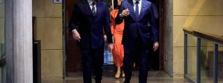 Alejandro Nolasco y Jorge Azcón antes de anunciar el acuerdo de Gobierno en Aragón