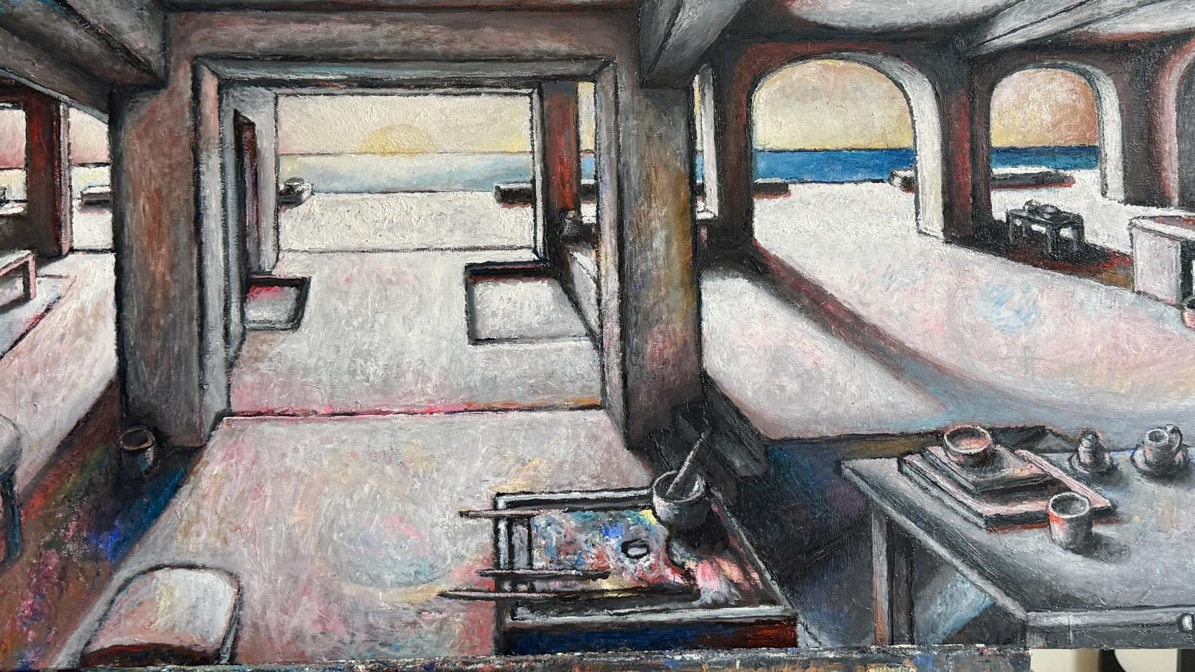 Una de las pinturas de Eduardo Chillida Belzunce en la exposición ‘Colores y formas’