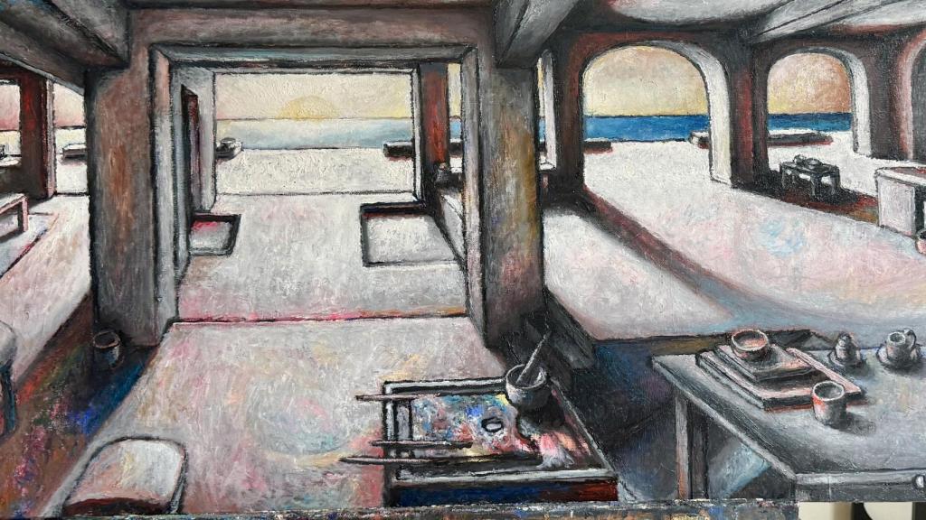 Una de las pinturas de Eduardo Chillida Belzunce en la exposición ‘Colores y formas’