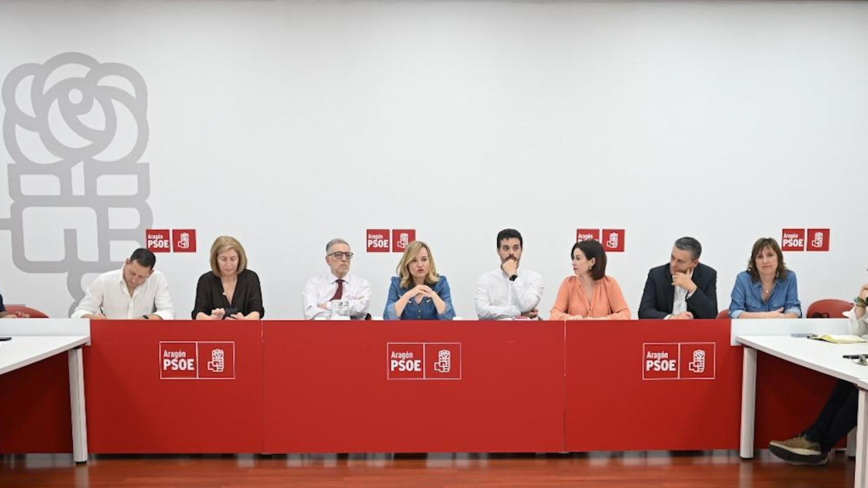 Pilar Alegría durante le ejecutiva regional del PSOE este miércoles