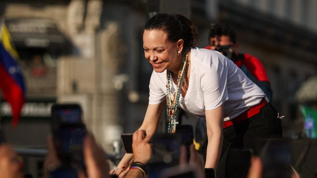 María Corina, en la Puerta del Sol.