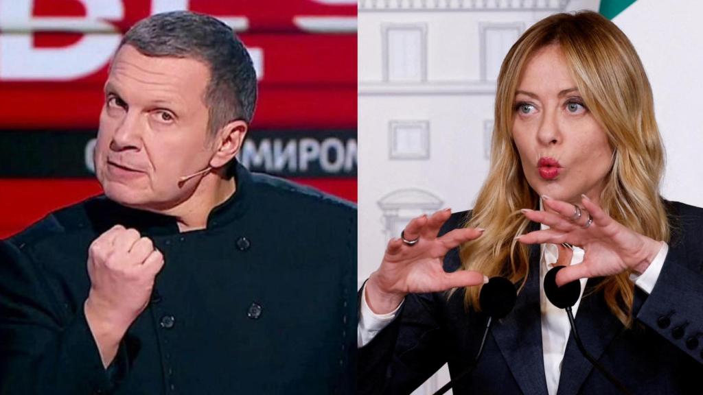Vladímir Soloviov y Giogia Meloni.