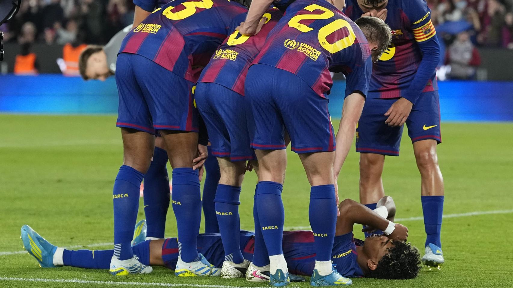 Lamine Yamal, lesionado en el partido ante el Celta.