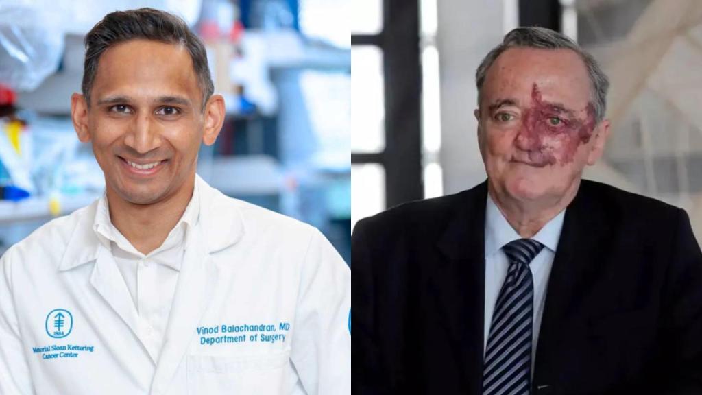 El oncólogo del MSKCC Vinod Balachandran junto con el exdirector del CNIO, Mariano Barbacid.