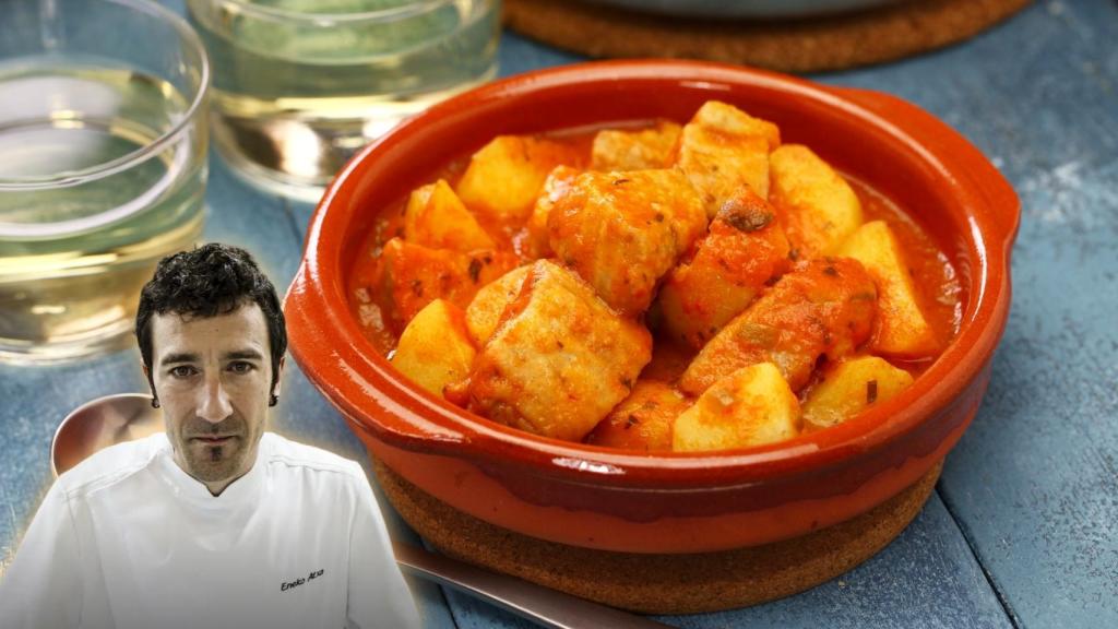 Eneko Atxa, chef vasco, en un montaje de El Español