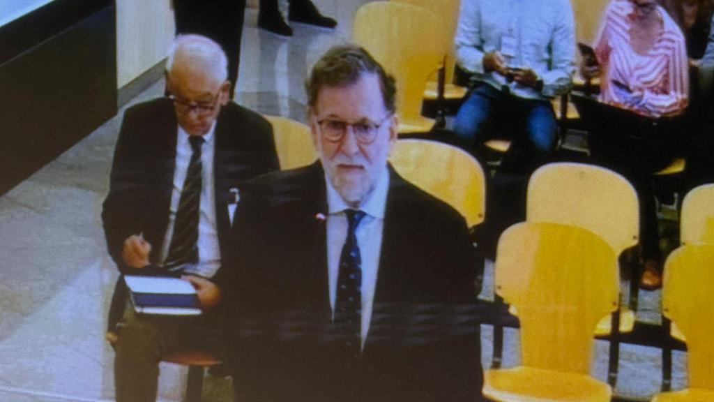 El expresidente del Gobierno Mariano Rajoy, al inicio de su declaración como testigo en la Audiencia Nacional.