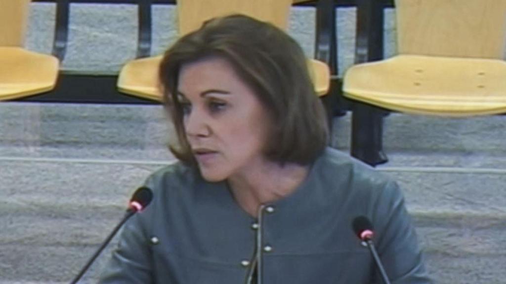 Captura de la señal de vídeo de la Audiencia Nacional de la declaración como testigo de María Dolores de Cospedal.