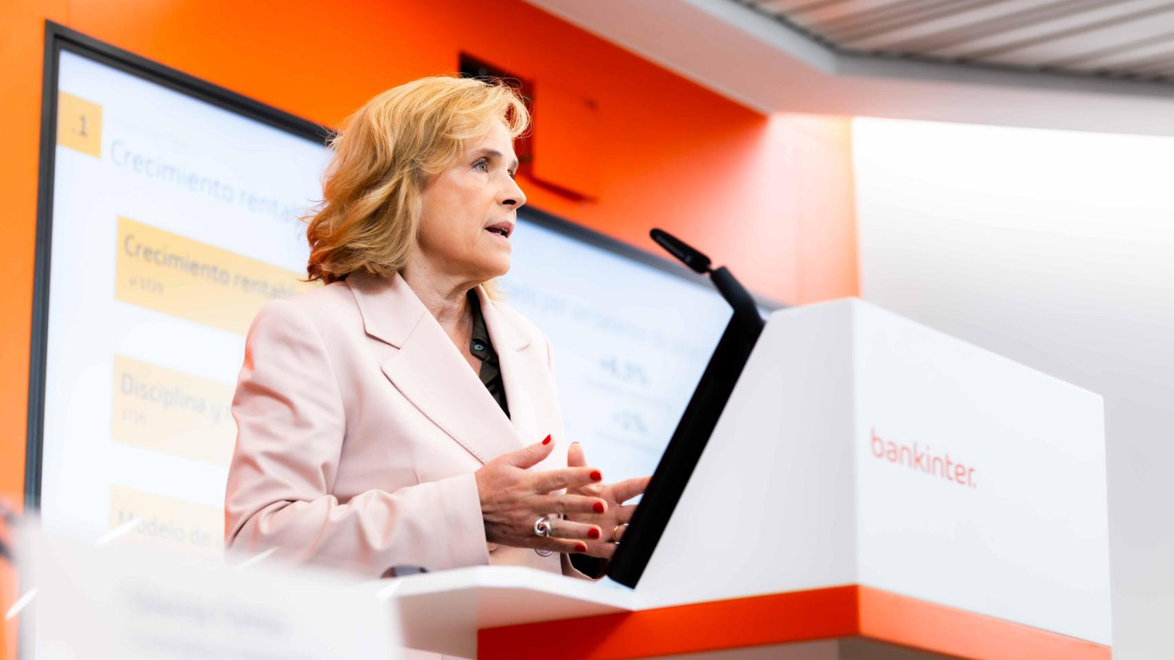 Gloria Ortiz, consejera delegada de Bankinter, en la presentación de resultados del primer trimestre de 2026.