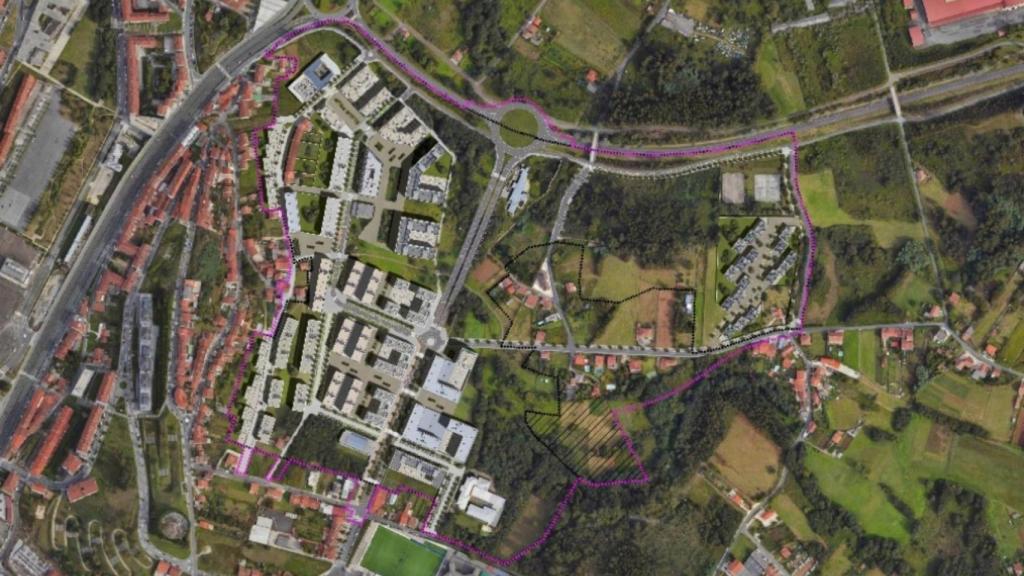 Infografía de cómo será el nuevo barrio de Mallou en Santiago.