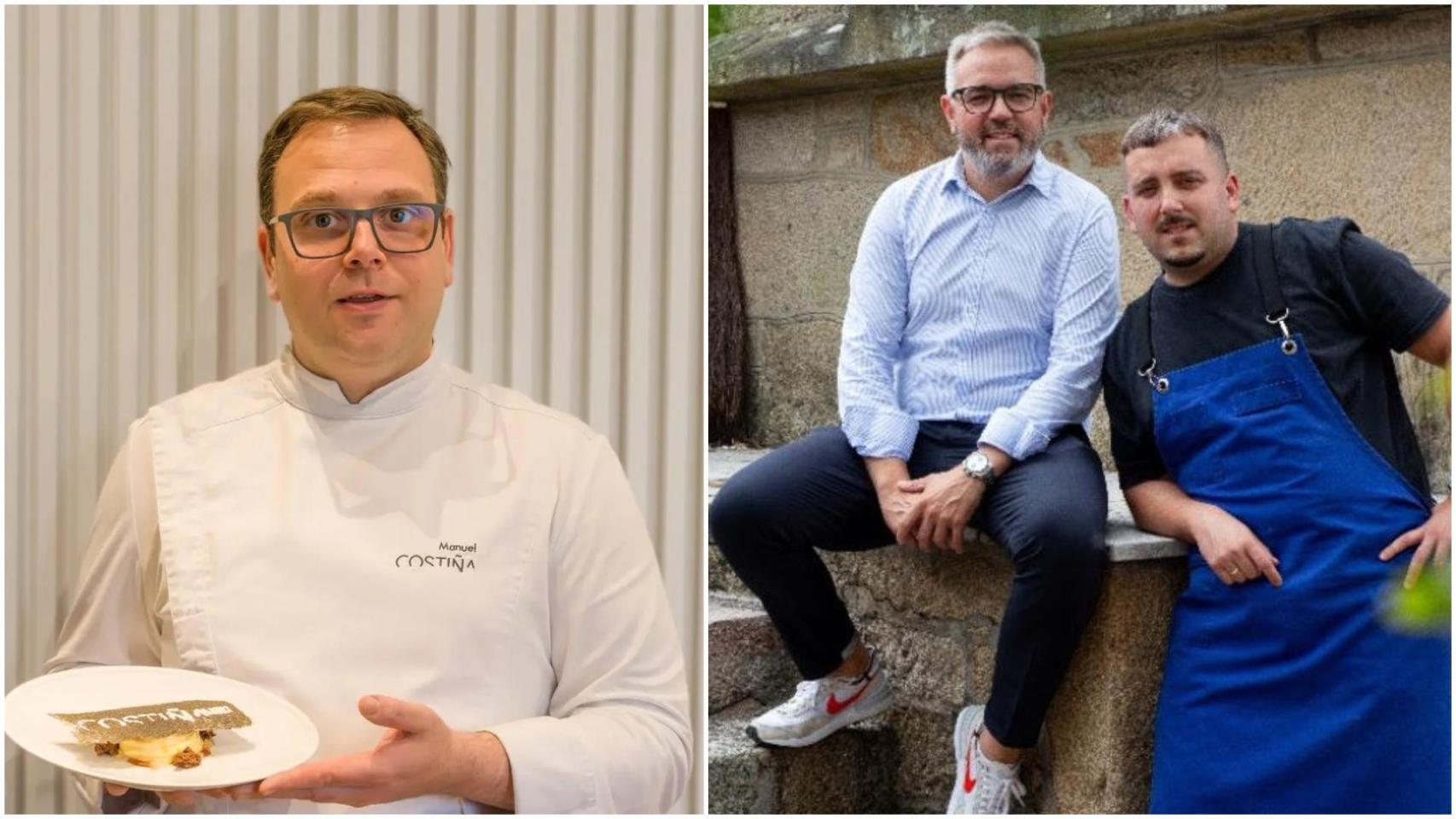 Manuel Costiña, de Retiro da Costiña, y los hermanos Manuel y Óscar Vidal, del restaurante Asador O'Pazo